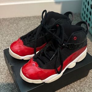 Jordan Kids Red and Black High-Top Sneakers